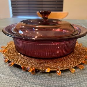 Vintage Corning Ware Vision Cranberry V-30-B Casserole Dish With Cover 24oz USA